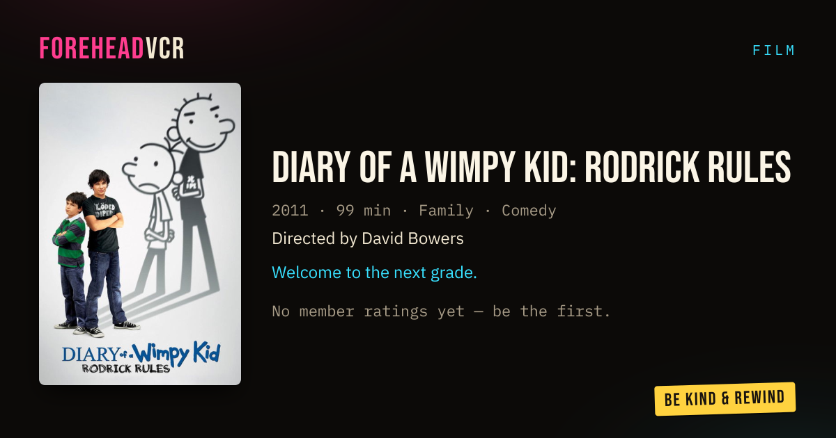 Commentary track · Diary of a Wimpy Kid: Rodrick Rules · ForeheadVCR