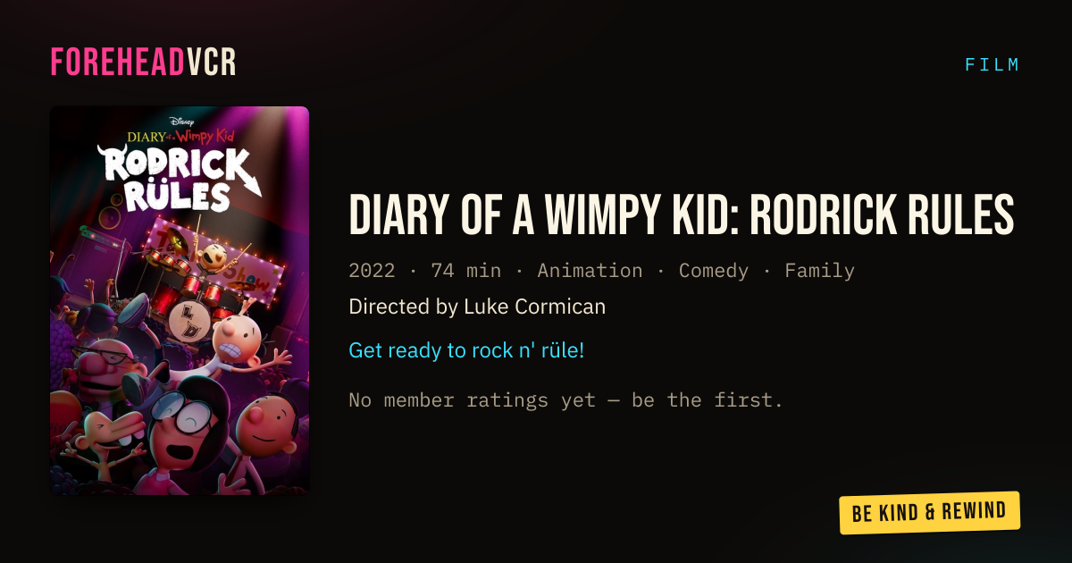 Commentary track · Diary of a Wimpy Kid: Rodrick Rules · ForeheadVCR